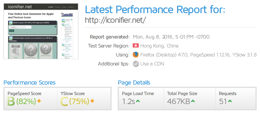iconifier.net Website Performance